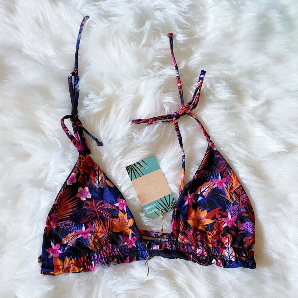 Lulo’s Swimwear Harlo Bikini Top Black Floral Size Small